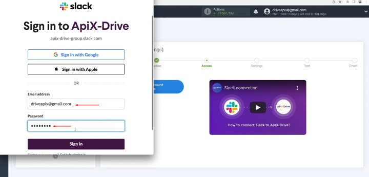 Pipedrive and Slack integration | Enter your Slack username and password