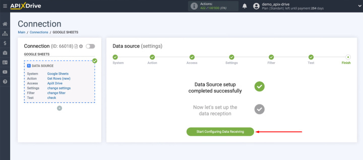 Google Sheets and Zoho CRM integration | Google Sheets has been configured