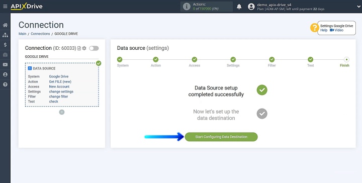Start configuring the data receiver