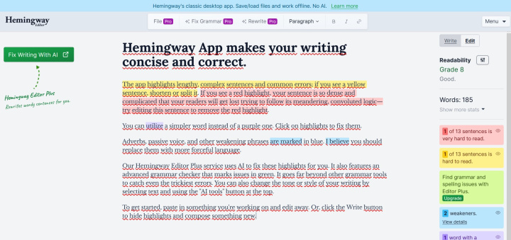Tools for Copywriters | Hemingway Editor