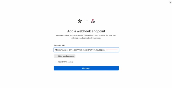 Paste the copied ApiX-Drive URL Paste the copied ApiX-Drive URL