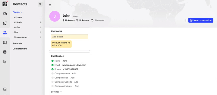 Google Sheets and Intercom integration | New user in the Intercom