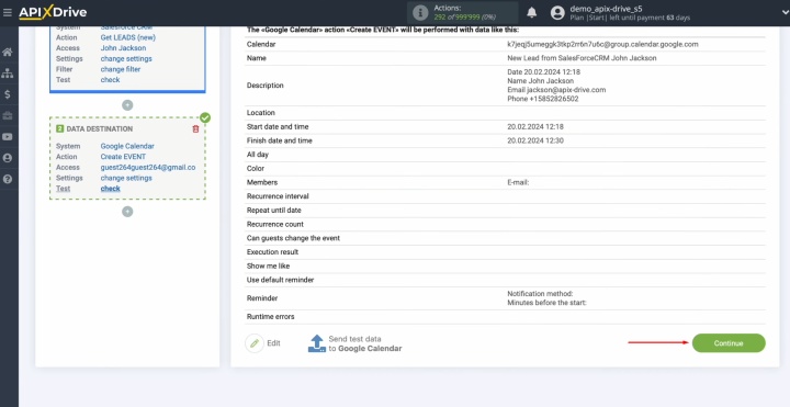 Return to ApiX-Drive and continue setting up