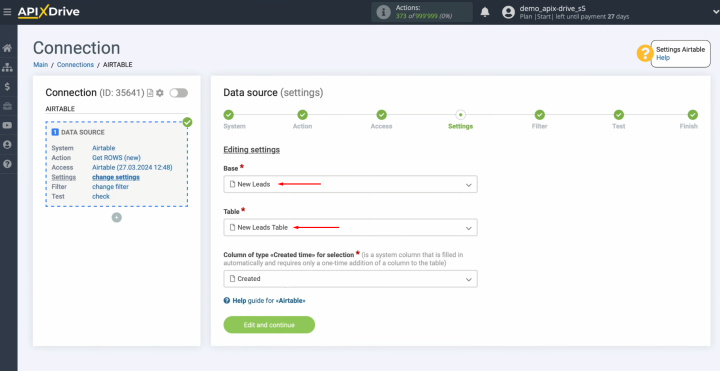 Airtable and MailChimp integration | Select the base and the table