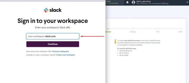 Facebook and Slack integration | The field to fill