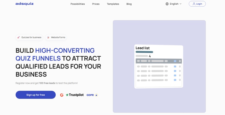 AdsQuiz website AdsQuiz website