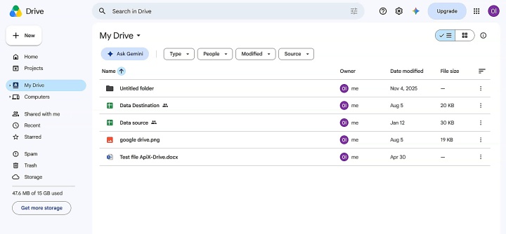 New files to Google Drive
