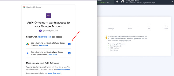 Google Sheets and Intercom integration | Provide the necessary access