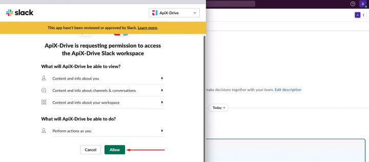 Facebook and Slack integration | Provide access to the ApiX-Drive