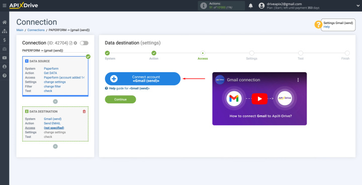 Paperform and Gmail integration | Connect your Gmail account to the ApiX-Drive