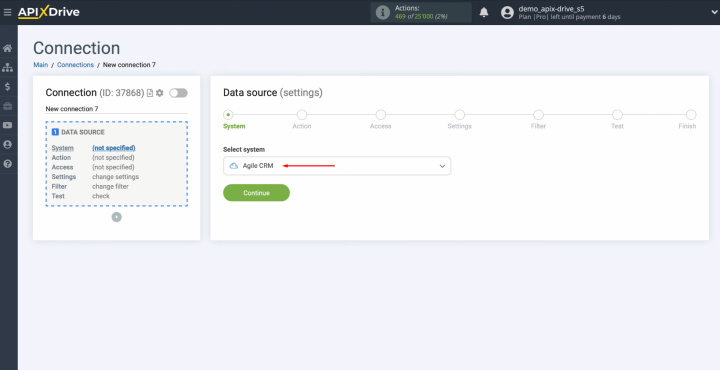 Agile CRM and Airtable integration | Select the Agile CRM