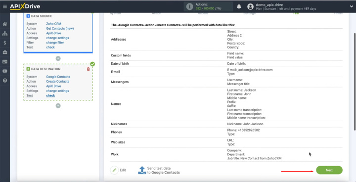 Zoho CRM and Google Contacts integration | Click “Next”