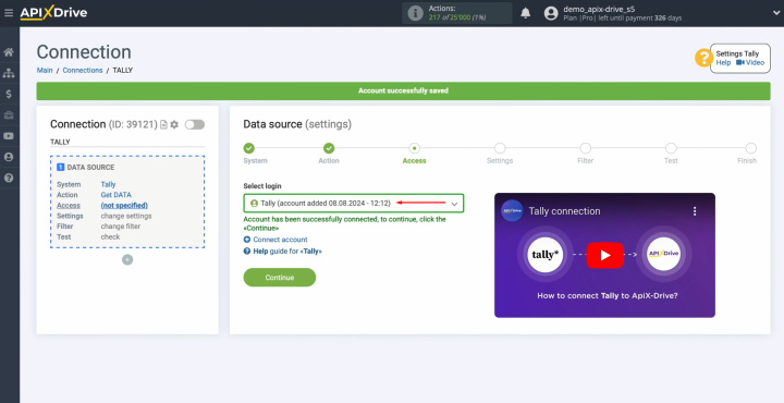 Tally and ActiveCampaign integration | Select the connected account