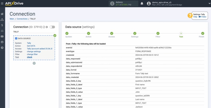 Tally and HubSpot integration | You should see the data you just entered in the form Tally and HubSpot integration | You should see the data you just entered in the form