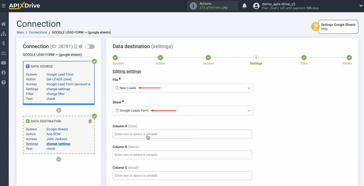 Google Lead Form and Google Sheets integration | Select the file and sheet