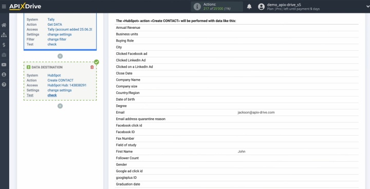 HubSpot and Tally integration | Example of the data that will be transferred to HubSpot HubSpot and Tally integration | Example of the data that will be transferred to HubSpot
