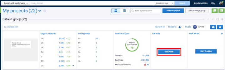 What is Serpstat | Start scanning