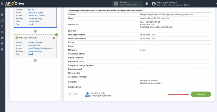 Return to ApiX-Drive and continue setting up