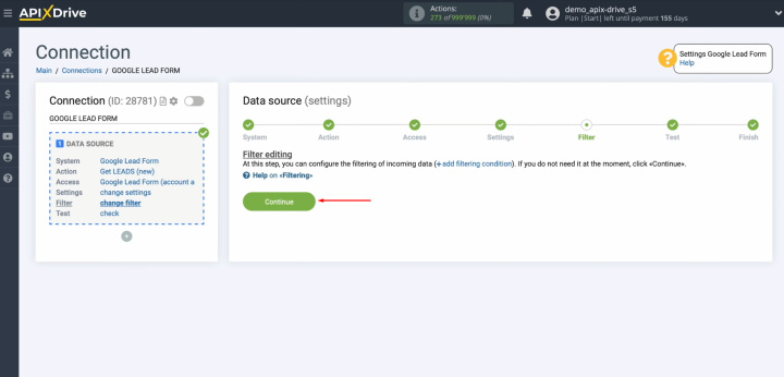 Google Lead Form and Google Sheets integration | Click “Continue”