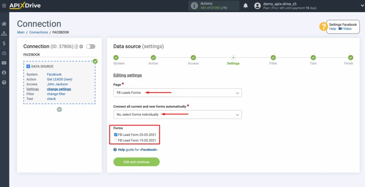 Choose an advertising page and form Choose an advertising page and form