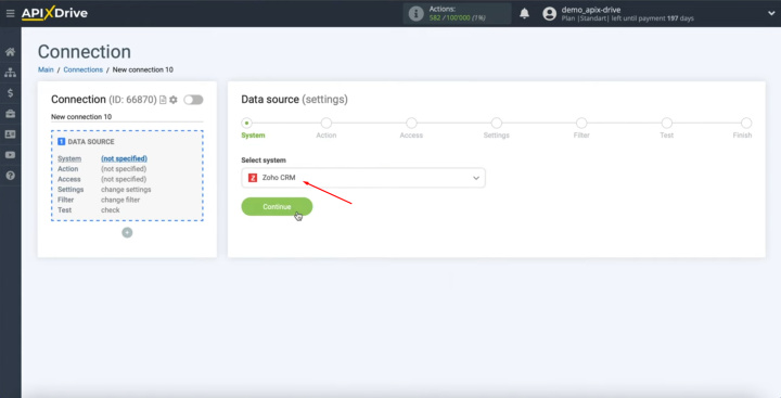 Zoho CRM and Google Contacts integration | Select the "Data Source" system