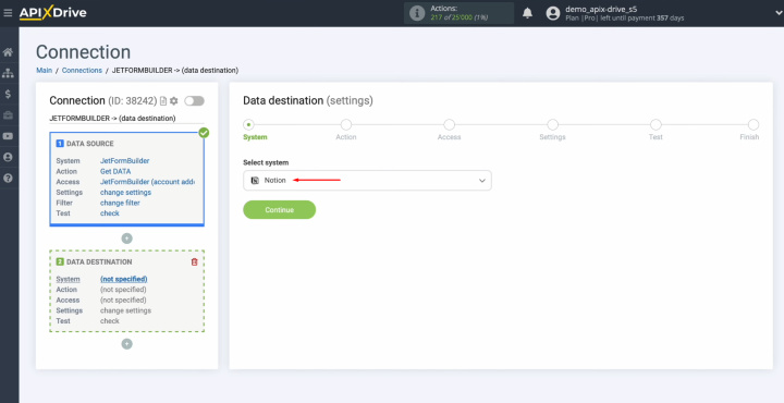 JetFormBuilder and Notion integration | Select Notion as the data receiver system