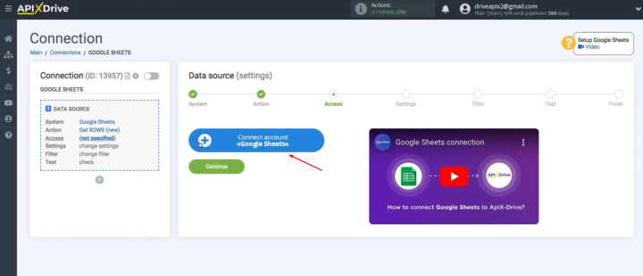 Google Sheets and Discord integration | Connect account to the ApiX-Drive