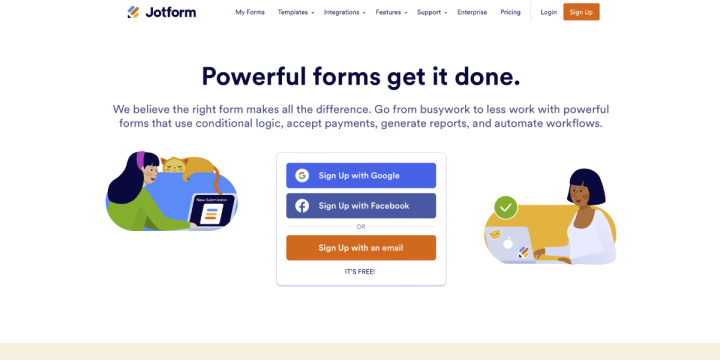 Jotform is an analogue of Google Forms