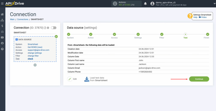 Smartsheet and Airtable integration | An example of data for one of your Smartsheet rows