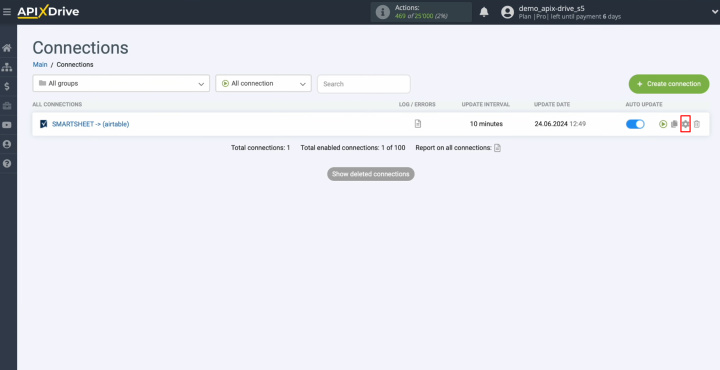 Smartsheet and Airtable integration | Click on the gear button