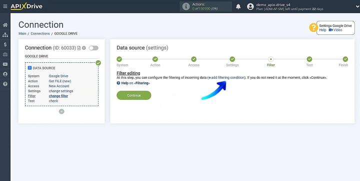 Here you can configure data filtering
