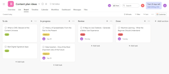 How to create forms in Asana | Kanban board