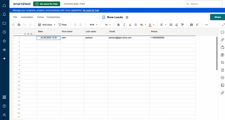 Smartsheet and Airtable integration | User's contact in Smartsheet