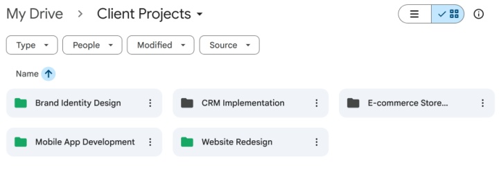 Work folders in Google Drive