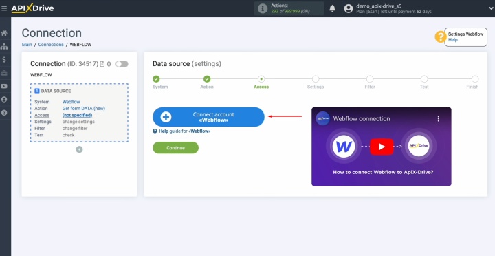 Webflow and Google Sheets integration | Connect your Webflow account to ApiX-Drive