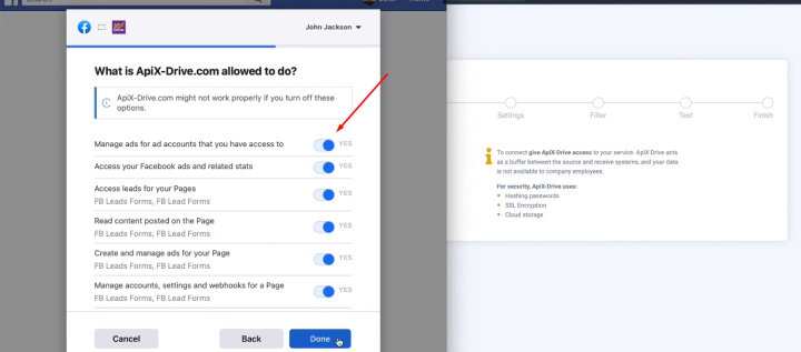 Facebook and Google Sheets integration | Leave checkboxes enable