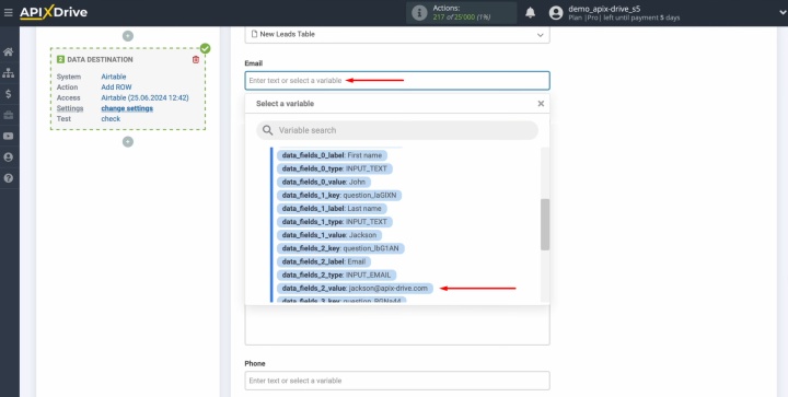 Add variables from Tally in the fields Add variables from Tally in the fields