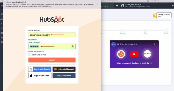 HubSpot and Tally integration | Enter your username and password HubSpot and Tally integration | Enter your username and password