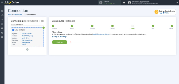 Google Sheets and Telesign integration | Click "Continue"