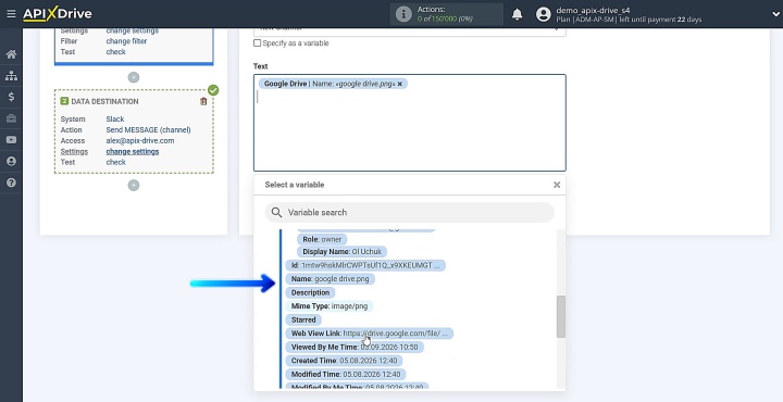 Select a channel and assign variables