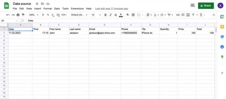 Google Sheets and&nbsp;Zoho CRM&nbsp;integration | A lead in Google Sheets