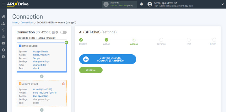 Integration with ChatGPT via Apix-Drive | We connect the OpenAI account