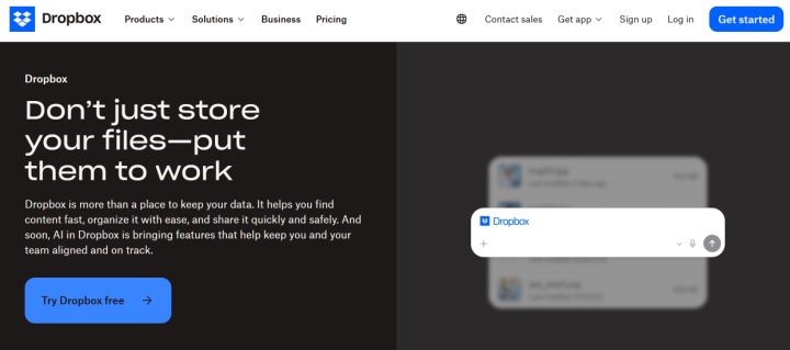 Dropbox website