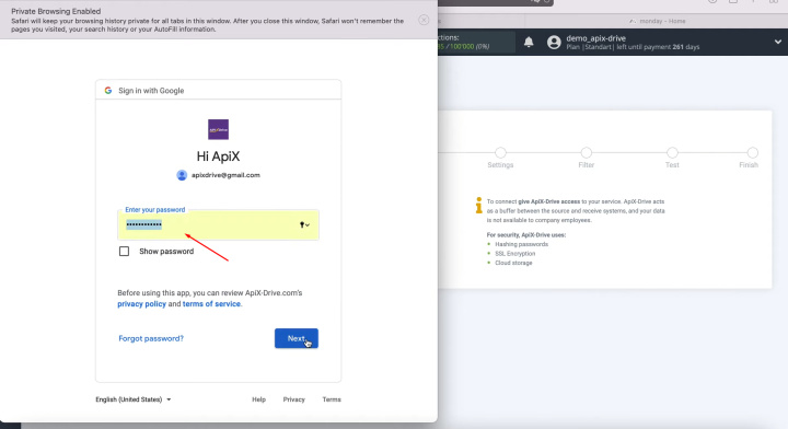 Google Sheets and Monday.com integration | Enter the password