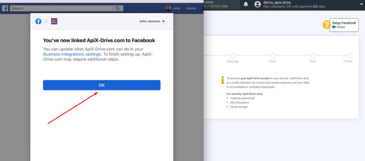 Facebook and Agile CRM integration | Press "OK"