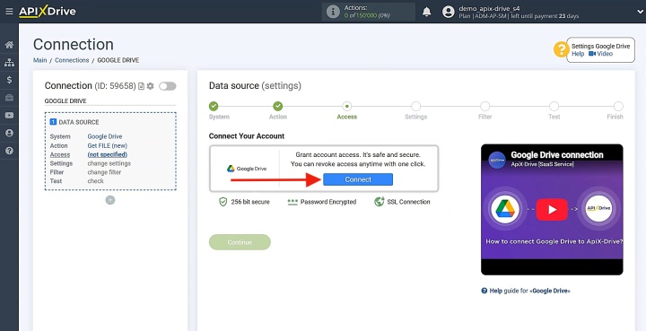Connect your Google Drive account to ApiX-Drive