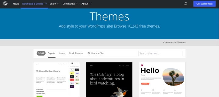 WordPress Themes | Available themes on a WordPress site<br>