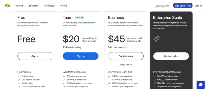 Airtable pricing