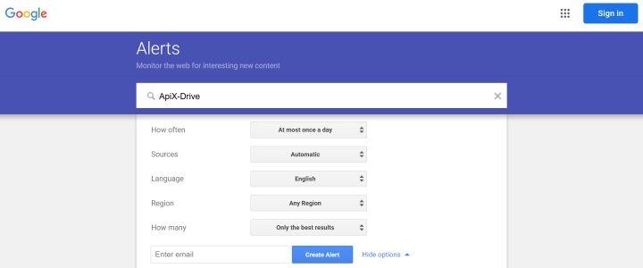 Google Alerts website