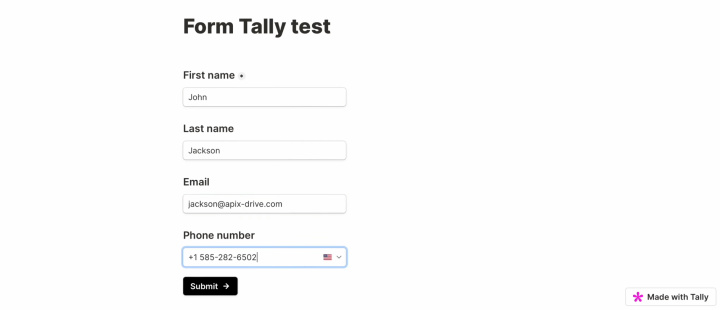 Tally and MailerLite integration | Lead data in the form